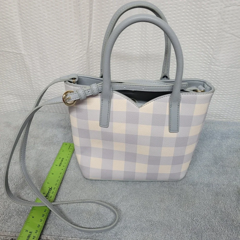 LC Lauren Conrad‎ Blue Gingham Plaid Mini Satchel Crossbody Handbag
